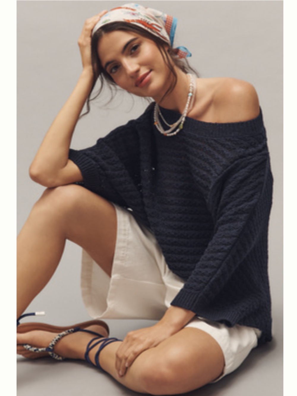Pilcro Distressed Asymmetric Open Stitch  Sweater - Size M - BNWT